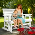 thumbnail image 2 of VINGLI Outdoor Glider Wood Patio Chair with Cup Holders, Outdoor Bench Glider Loveseat with Smooth Rocking Mechanism, Heavy Duty 800 LBS, White, 2 of 14