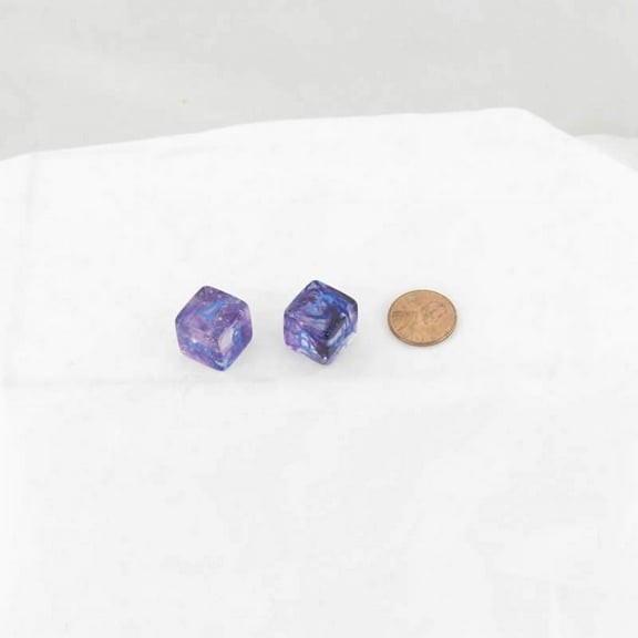 Nocturnal Nebula Luminary Dice with Blue Numbers 16mm (5/8in) D6 Set of 2 Wondertrail