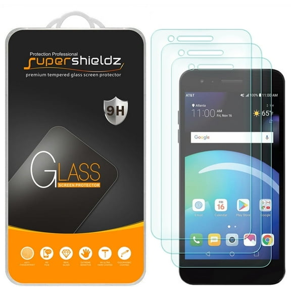 [3-Pack] Supershieldz for LG Phoenix 4 Tempered Glass Screen Protector, Anti-Scratch, Anti-Fingerprint, Bubble Free