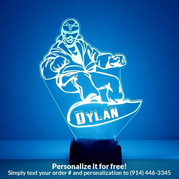 Mirror Magic Store Snowboarder Color Changing Personalized LED Light with Remote Control