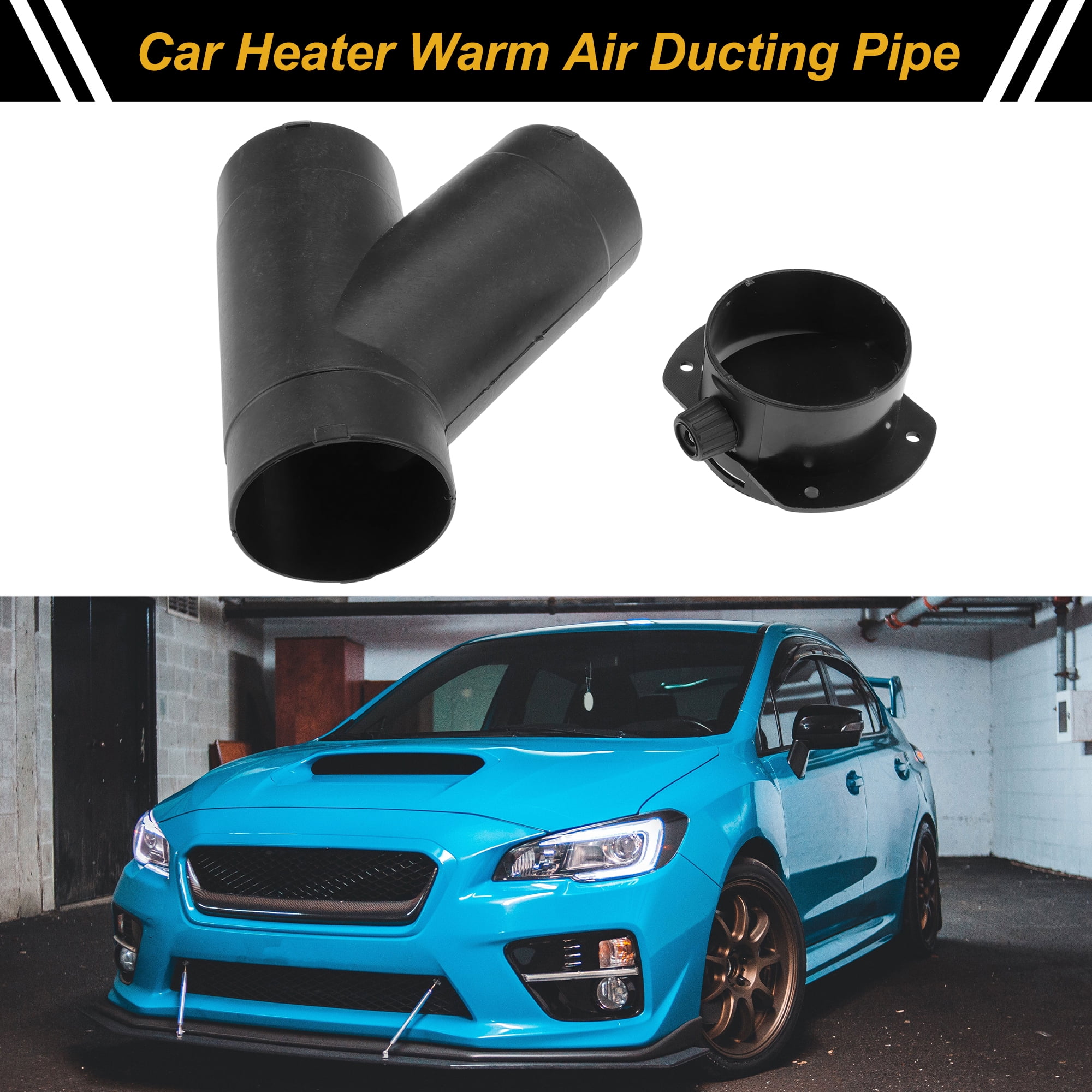 Car Heater Warm Air Ducting Pipe 75 mm Y-Shaped Outlet Connector Diesel Heater Duct Connector for Parking Caravan Heaters Black Plastic 1 Pcs