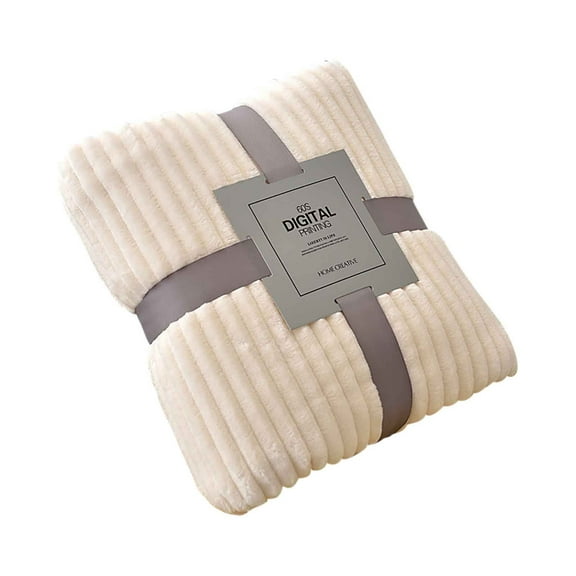 Fleece Blanket Twin Size – 3D Ribbed Jacquard Soft and Warm Decorative Fuzzy Blankets – Cozy, Fluffy, Plush Lightweight Throw Blankets for Couch, Bed, Sofa(Beige, 60x80 inches)