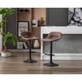 thumbnail image 4 of Guyou Modern Swivel Leather Bar Stools Set of 2, Adjustable Height Kitchen Island Chairs with Hollow Back, Brown, 4 of 13