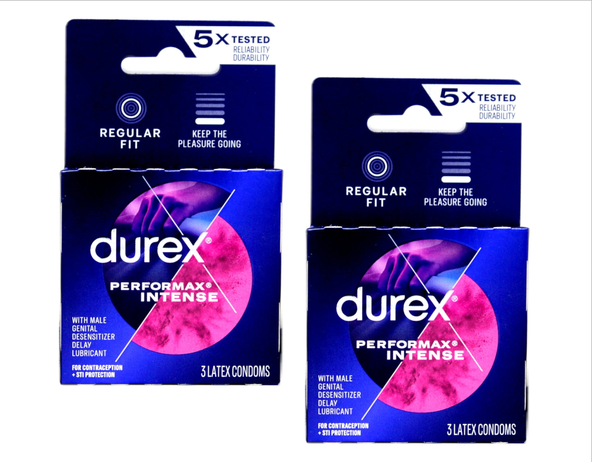 Durex Ultra Fine Performax Intense Ribbed & Dotted Lubricant, 3 ct, 2-Pack