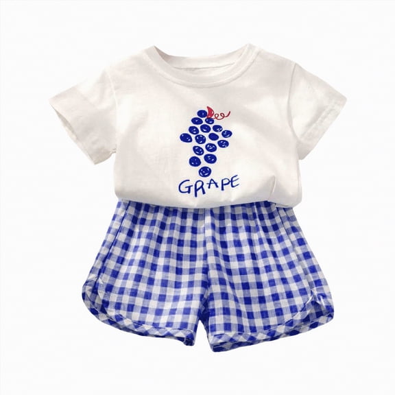 mgoYE Toddler Baby Girl Summer Short Clothes Ribbed Ruffle Sleeve Tops Elastic Drawstring Short Shorts Two Piece Solid Outfit Set Short T-shirt Sets(Blue,4-5 Years)