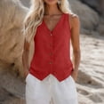 thumbnail image 4 of Lumtrix Vest Tops for Women Cotton Linen Summer Tank Top Lightweight Button Down Sleeveless Shirts V Neck Business Casual Tank 2026 for Work Office Vacation Red 2XL, 4 of 5