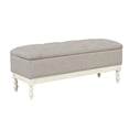 thumbnail image 3 of Upholstered Storage Bench In Antique Cream/ Grey - Detailing Solid Wood Turned Legs 16"d X 46"w 18.5"h 44.25"w Interior Chest 15.5 In. Package Height Assembly Required, 3 of 5
