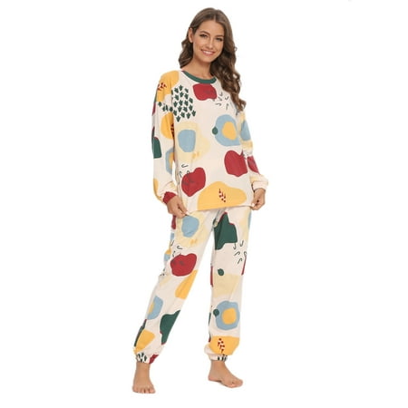 

MintLimit Womens Pajama Set Long Sleeve Sleepwear Cotton Nightwear Soft Pjs Lounge Sets L