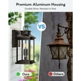thumbnail image 3 of VIANIS Large Outdoor Light Fixture Wall Mount, Dusk to Dawn Front Door Exterior Wall Sconce Lantern Oil Rubbed Bronze Gold Trim, E12 2-Light Farmhouse Outside Wall Lights for House Porch Patio Garage, 3 of 11