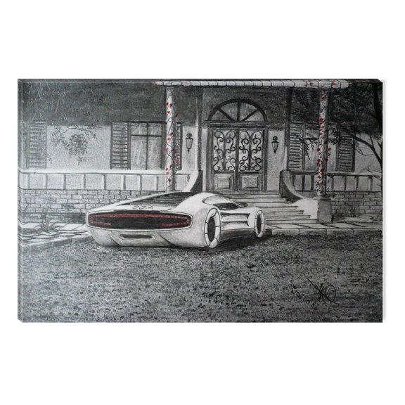 Startonight Canvas Wall Art Black and White Abstract Future Home Parking, Dual View Surprise Artwork Modern Framed Ready to Hang Wall Art 100% Original Art Painting 23.62 X 35.43 inch