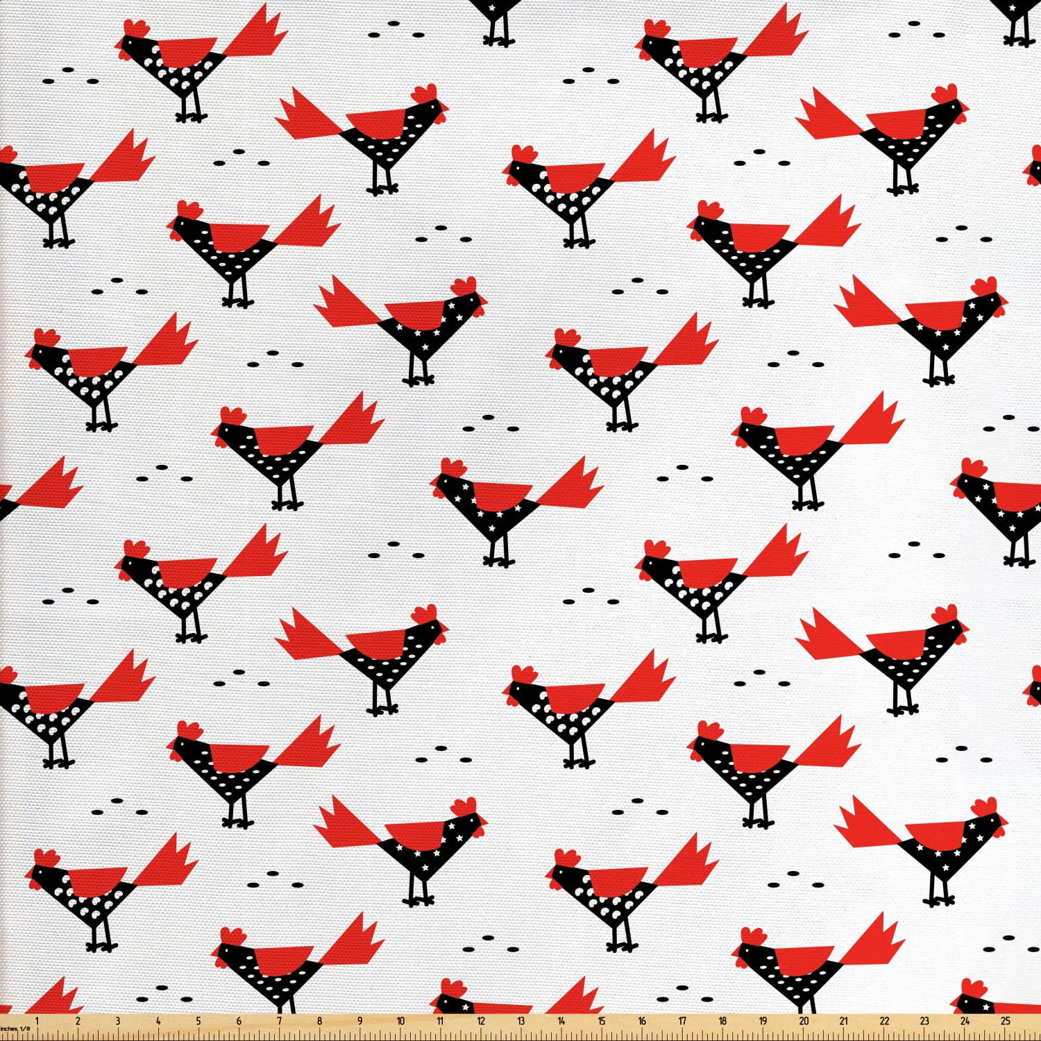Rooster Fabric by The Yard, Abstract Farm Animal with Different