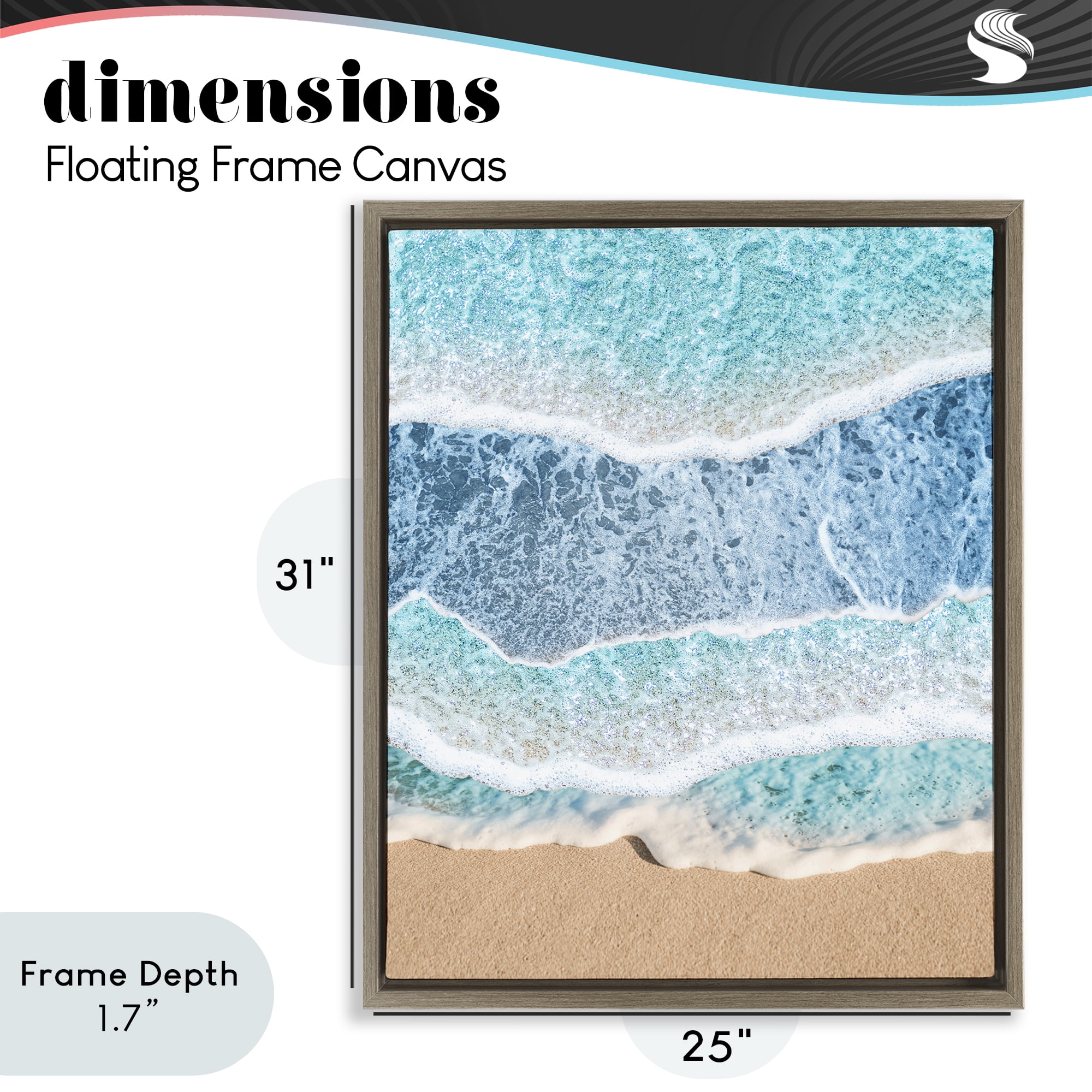 Stupell Industries Overlapping Shore Waves Brown Framed Floater Canvas Wall Art, design by Jesse Keith
