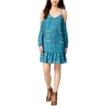 thumbnail image 1 of maison Jules Womens Cold-Shoulder Peplum A-line Dress, Verde, Medium, 1 of 1