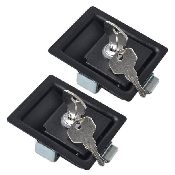 2x Steel Paddle Handle, Recess Flush Install the door Locking Latch