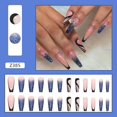 thumbnail image 2 of Uñas postizas CHAO 24 piezas azul con fragmentos brillantes y borde francés negro, 2 of 5