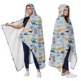 thumbnail image 2 of Wearable Blanket,Colorful Cartoon Dinosaurs with Mixed Elements Pattern Hooded Wearable Flannel Blanket for Adults & Teens,Winter Poncho Shawl Wrap Cape Cozy Anti-Pill,50"x60", 2 of 5