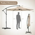 thumbnail image 3 of Costway  10 FT Patio Offset Umbrella w/8 Ribs Cross Base Tilt Beige, 3 of 10