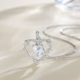 thumbnail image 3 of FANCIME Heart Rose Flower Necklace 925 Sterling Silver Birthstone Pendant Created Gemstone Jewellery Anniversary Birthday Christmas Gifts for Women 16+2 Inch, 3 of 6