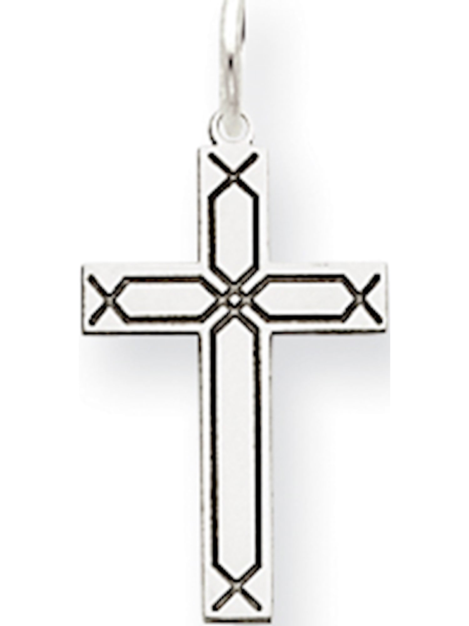 14K White Gold Laser Designed Cross Charm