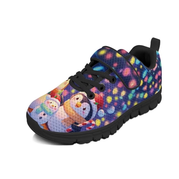 CHAQLIN Christmas Penguin Tennis Shoes for Boys Kids Xmas Lights Comfy Running Shoes for Girls Causal School Athletic Casual Walking Running Sneakers
