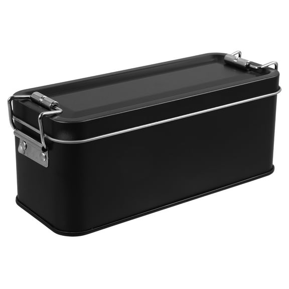 ADDHAT Rectangular Black Tinplate Storage Box 1Pack For Food Storage present Wrapping Home Organization