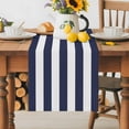 thumbnail image 2 of Burlap Table Runner 90 Inches Long,Navy Blue and White Stripe Non-Slip Kitchen Table Runners for Dining Room Everyday Use Party Table Decorations Modern Stripes Pattern, 2 of 9
