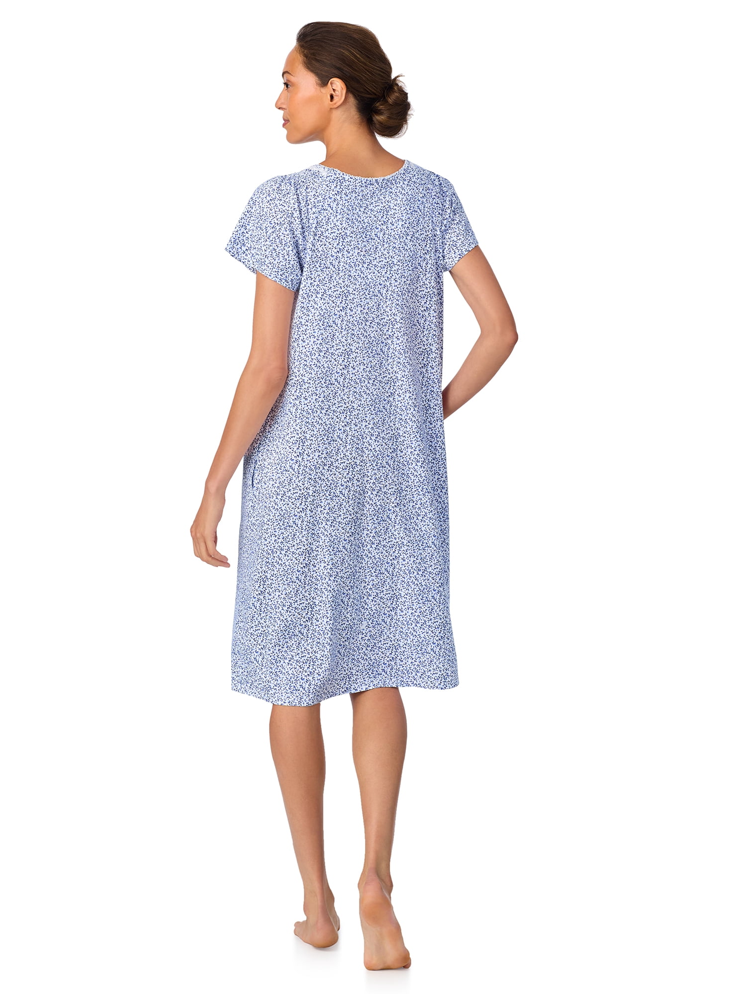 Aria Women's 100% Cotton Raglan Sleeve Smocked Neck 40" Sleepwear Gown, Sizes XS-5X