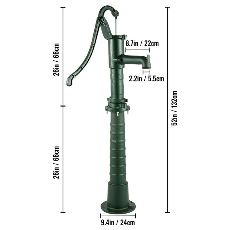  VEVOR Hand Water Pump Cast Iron, Vintage Pitcher Pump & Pump  Stand 26'' Height, Max 20ft Pump Depth, Easy Installation, Heavy-duty Well  Pump, Antique Pitcher Water Pump for Yard, Garden, Farm