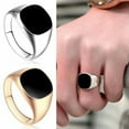 thumbnail image 2 of 18ct Gold Filled Black Onyx Mens Womens Signet Wedding Band Pinky Ring Size 7-12, 2 of 5