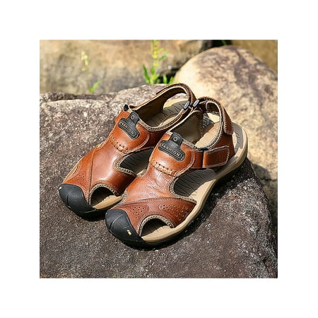 

SIMANLAN Man s Comfortable Flat Walking Sandals Outdoor Non-Slip Fisherman Casual Closed Toe