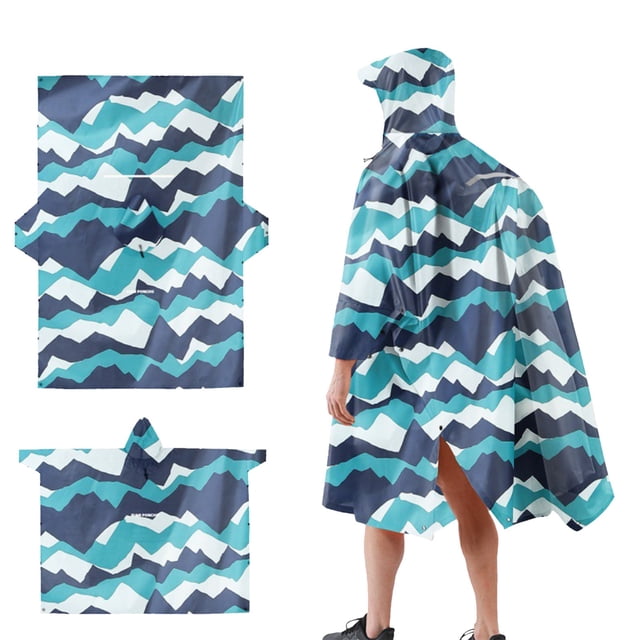 MIASHUI Ponchos de Pluie pour Adultes Femmes Hommes Imperméable pour Camping Randonnée Voyage Sac à Dos, Bleu, Taille Unique