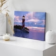 thumbnail image 4 of HFDF Canvas Prt Wall Art Dramatic Purple Sky Over Striped Island Lighthouse Nature Wilderness Photography Modern Art Rustic Scenic Colorful Multicolor for Livg Room, Bedroom, - 24x16inch Framed, 4 of 5