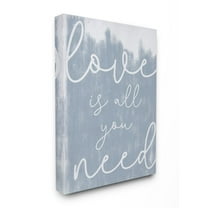 Stupell Industries Whimsical Love Is All You Need Script Blue White Quote Canvas Wall Art Design by Daphne Polselli, 16" x 20"