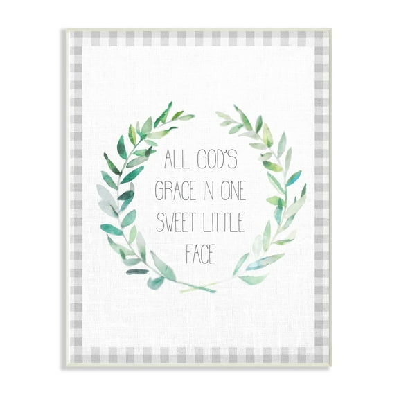 The Kids Room By Stupell All Gods Grace in One Sweet Little Face with Watercolor Wreath Wall Plaque Art