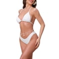 thumbnail image 4 of INSPIRE CHIC Women's Waffle Knit Textured Halter Bikini Sets 2 Piece Double Tie Top Triangle Bottom with Seashell Waist Rope Swimwear Suits Small White, 4 of 5