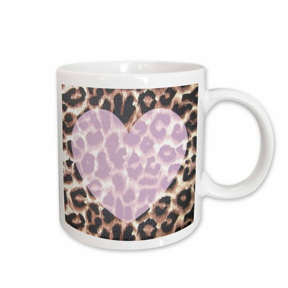 3drose, Love Pink Heart Leopard Print Animal Prints, 15oz Mug