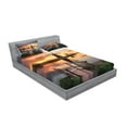 thumbnail image 2 of Ambesonne Nature Fitted Sheet & Pillow Sham Set, Dutch Windmill River, Full, Orange Blue, 2 of 2