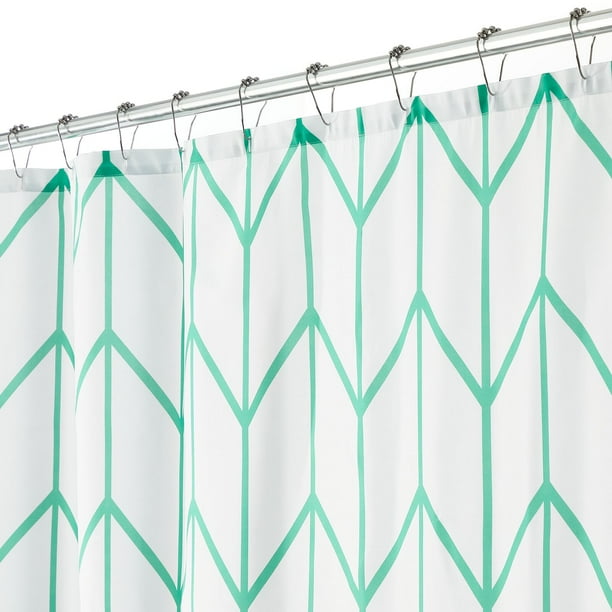mDesign Fabric Geometric Shower Curtain Herringbone Chevron Print