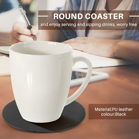 

Round Coaster 6PCS PU Leather Marble Coaster Drink Coffee Cup Mat Easy to Clean Placemats Round Tea Pad Table Pad Holder -3