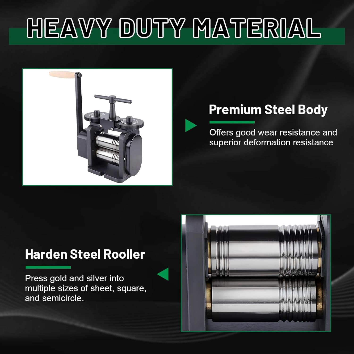 Miumaeov 110MM Manual Combination Rolling Mill Machine Jewelry DIY Press Tool Rolling Mills for Jewelry Making Metal Sheet Flat Pressing Gear Ratio: 4:1 Max Opening 4 MM