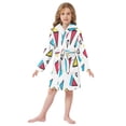 thumbnail image 6 of FORMRS Niños Bathrobe Unisex Hooded Robe Soft Plush Pajamas Sleepwear, Size 10-12T, Red Triangles, 6 of 7