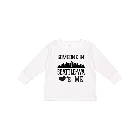 

Inktastic Seattle Washington Someone Loves Me Skyline Boys or Girls Long Sleeve Toddler T-Shirt