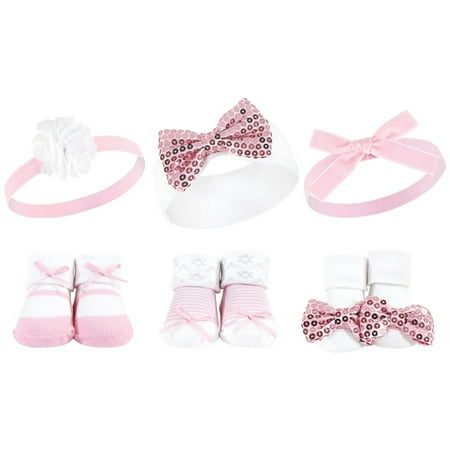 

Hudson Baby Infant Girls Headband and Socks Giftset Pink Sequin One Size