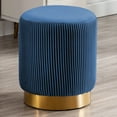 thumbnail image 3 of Duhome Modern Round Ottoman Footstool Velvet Vanity Stool Furry Stool Seat for Bedroom Living Room Furniture Entryway Bench Small, Blue, 3 of 9