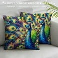 thumbnail image 3 of JRXY  Throw Pillow Covers Watercolor Peacock Art Peacock Pillow Cases Waist Lumbar Cushion Cover Sofa Home Decorative Rectangle White, 3 of 5