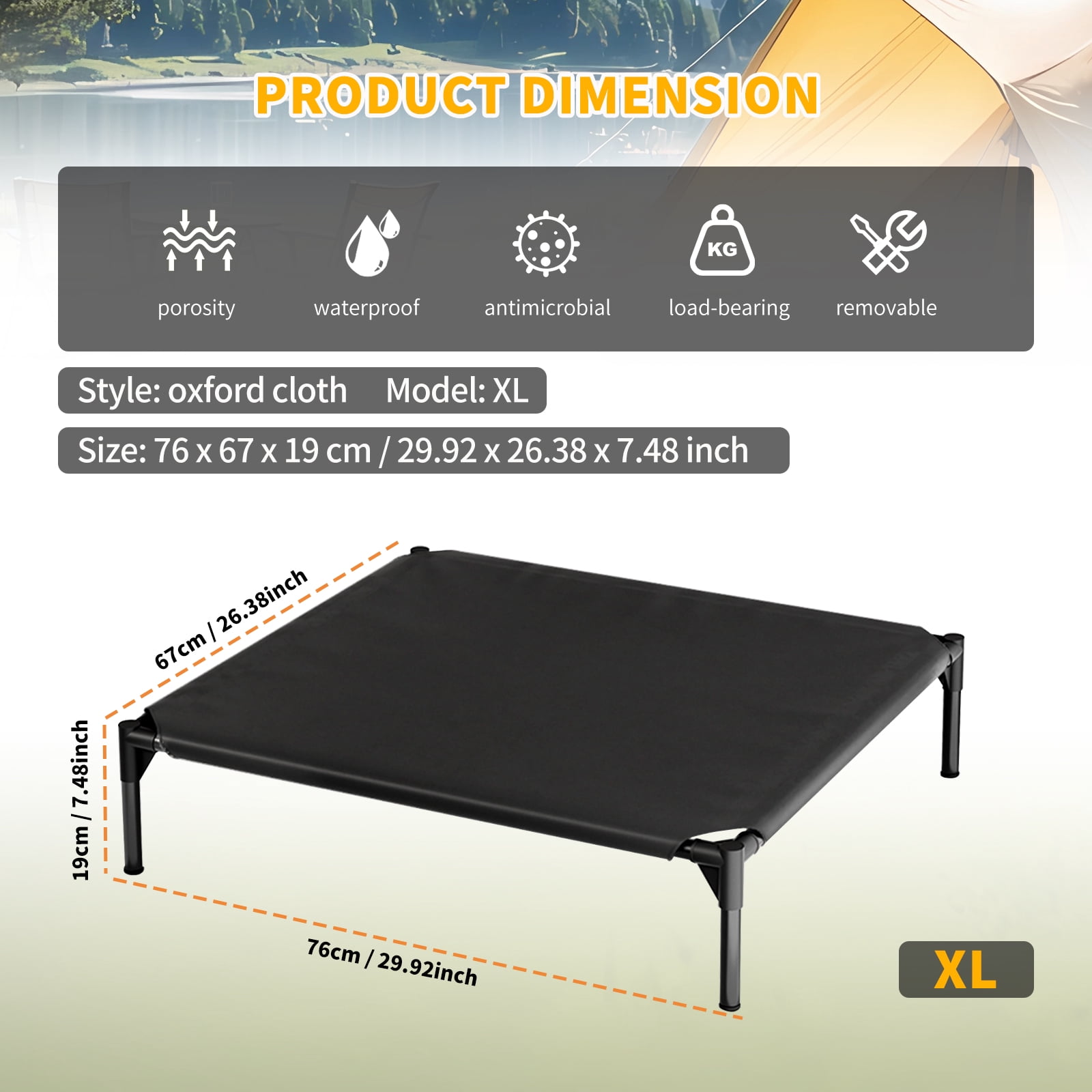 Portable Elevated Dog Bed Suitable for Small/Medium/Looking for Suitable for Dog Breeds, Indoor & Outdoor Cooling Raised Crib with Breathable Mesh Frame, Non-Slip Oxford Cloth Hammock Bed