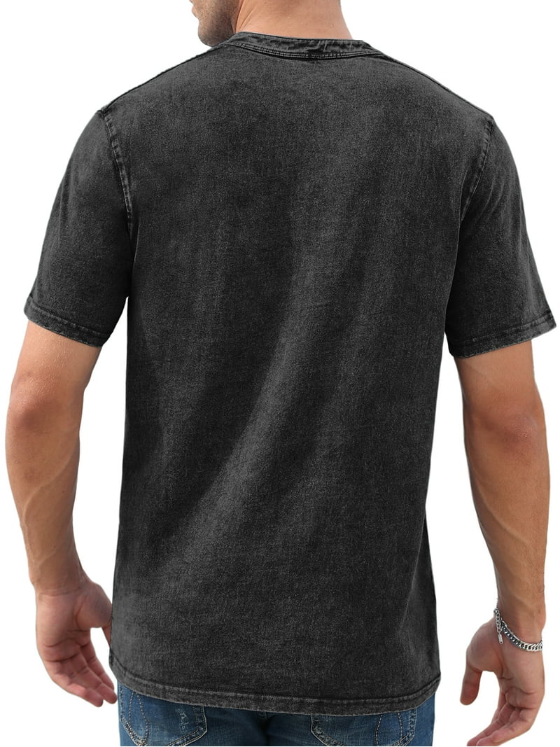 Iceglad Men's Distressed Henley Shirts, Retro Short Sleeve