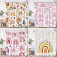 thumbnail image 2 of Cartoon Shower Curtain Autumn Leaf Heart Pattern Pink Love Doodle Bathroom r Kid Polyester Bath Curtain with Hook, 2 of 7