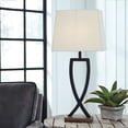 thumbnail image 2 of Signature Design by Ashley Makara Metal Table Lamp Set (2), Black/Brown, Modern Lamps with Wood Base and Rectangular Shade, 2 of 5