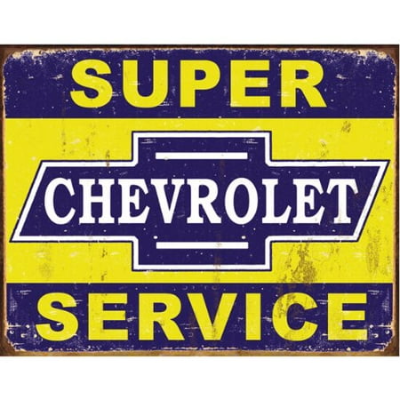 Desperate Enterprises Super Chevy Service Collectible Metal Sign, Model# 1355, 17x13 Multi-Colored